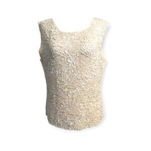 Y2K Cream sequin crinkle tank top